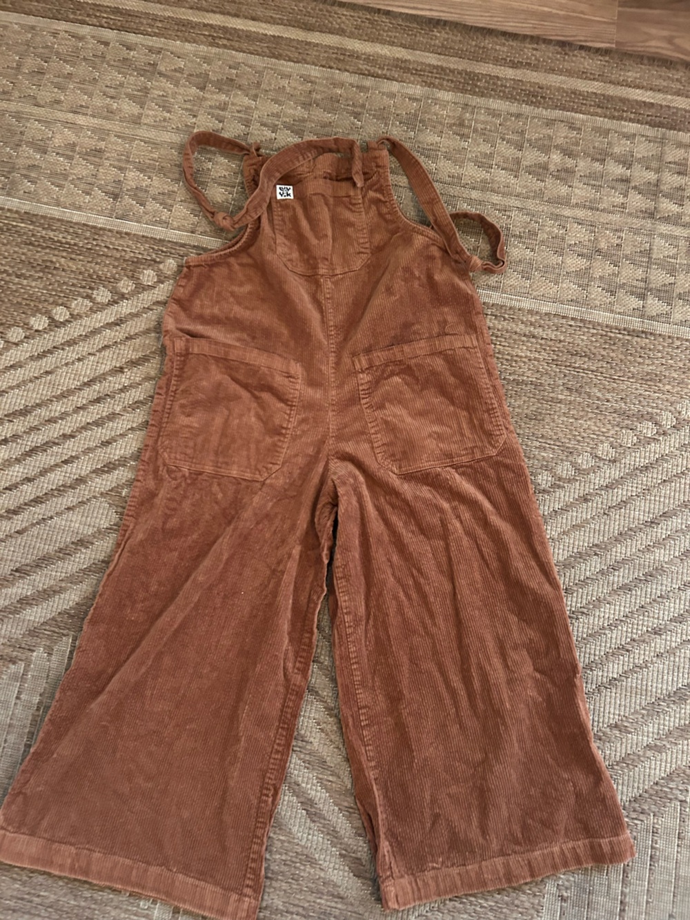 Lucy & Yak Corduroy Wide-Leg Jumpsuit in Rust Brown